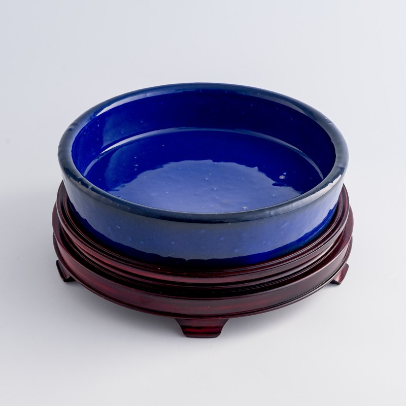 民國 祭藍釉筆洗（附木座） | A Chinese sacrificial-blue-glazed brush washer, Republic period - 图5