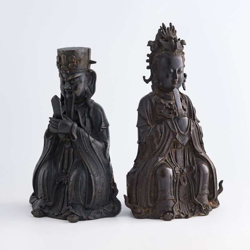 明代 銅造像兩尊 | Two Chinese bronze figures, Ming dynasty