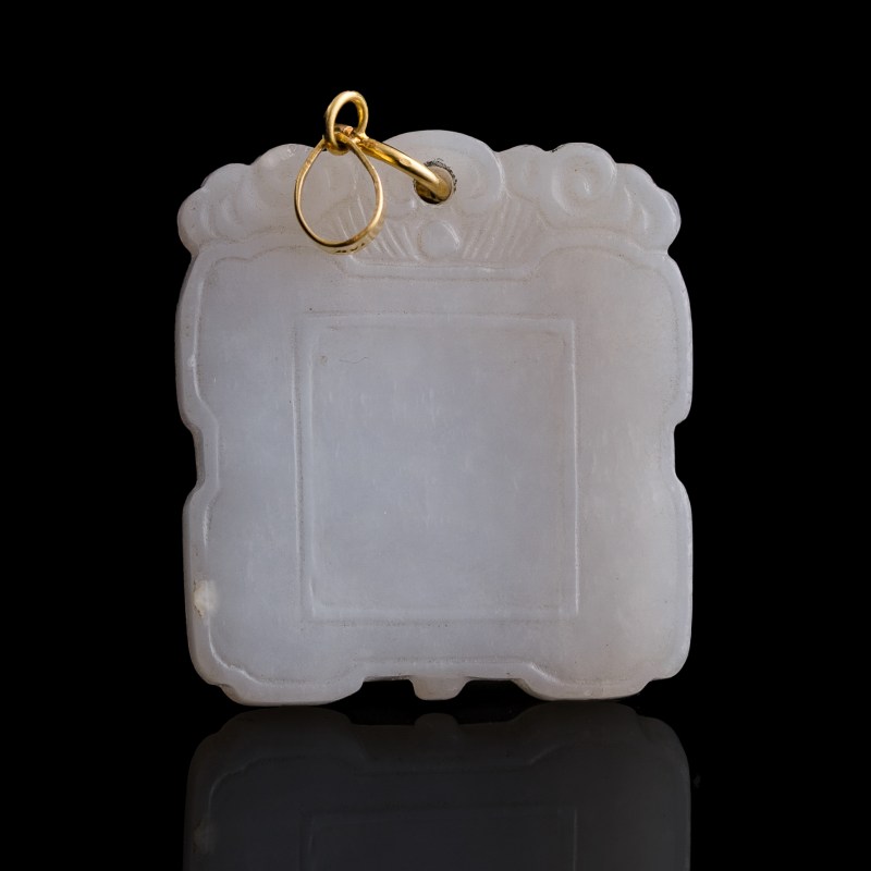 十八世紀 白玉靈仙祝壽牌 | A Chinese white jade 'lingzhi and narcissus' plaque, 18th century - 图2