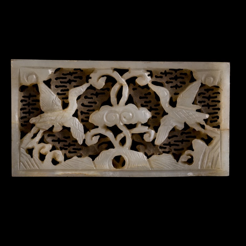 明代 白玉鏤雕雲鶴帶板 | A Chinese white jade openwork 'clouds and cranes' belt plaque, Ming dynasty - 图3