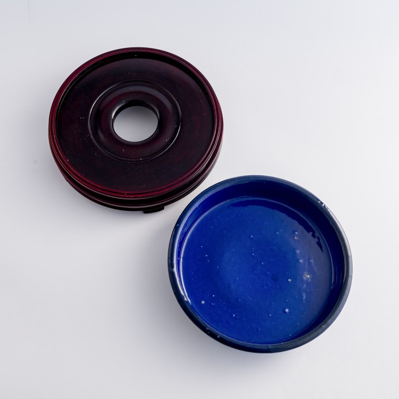 民國 祭藍釉筆洗（附木座） | A Chinese sacrificial-blue-glazed brush washer, Republic period - 图6
