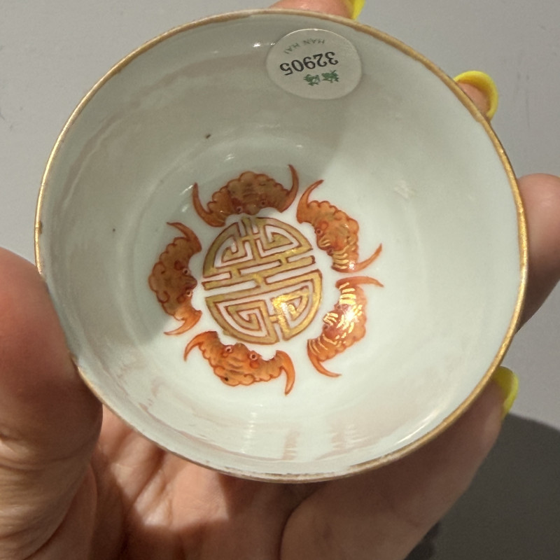 清光绪 粉彩福寿纹杯 - 图8