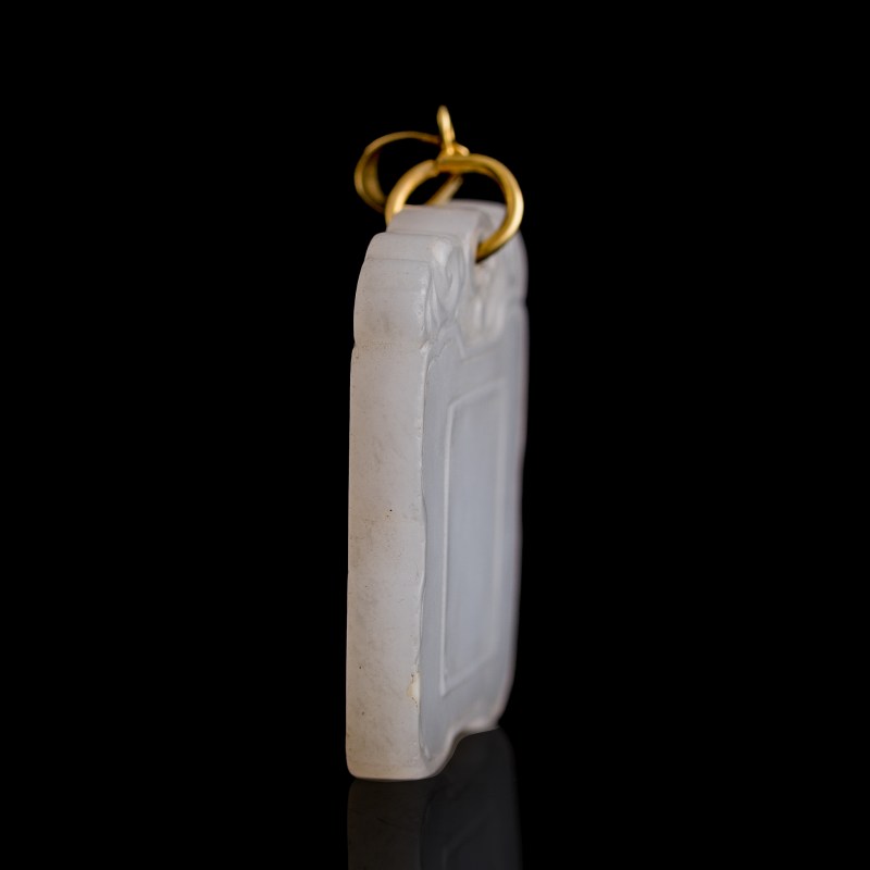 十八世紀 白玉靈仙祝壽牌 | A Chinese white jade 'lingzhi and narcissus' plaque, 18th century - 图4