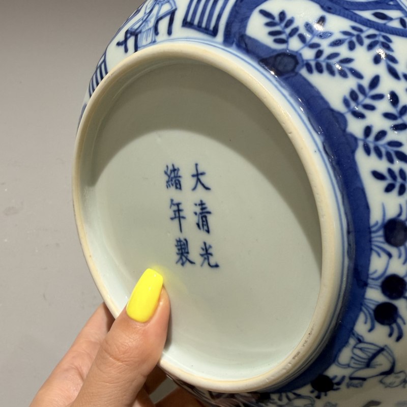 清光绪 青花岁寒三友图盘 - 图9