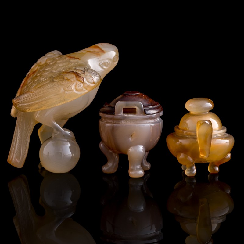 十八/十九世紀 各式瑪瑙三件 | Three assorted Chinese agate objects, 18th/19th century - 图4
