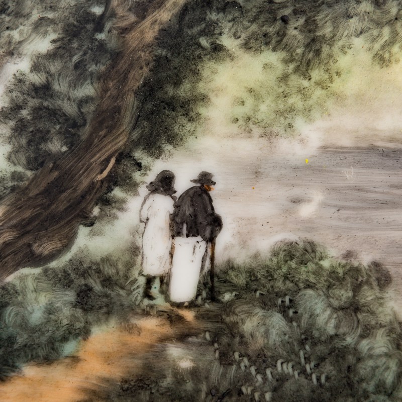 民國 王雲泉畫墨彩山水瓷板四塊一套 | A set of four grisaille Jingdezhen landscape porcelain plaques, by Wang Yunquan (1884-1942), Republic period. - 图6