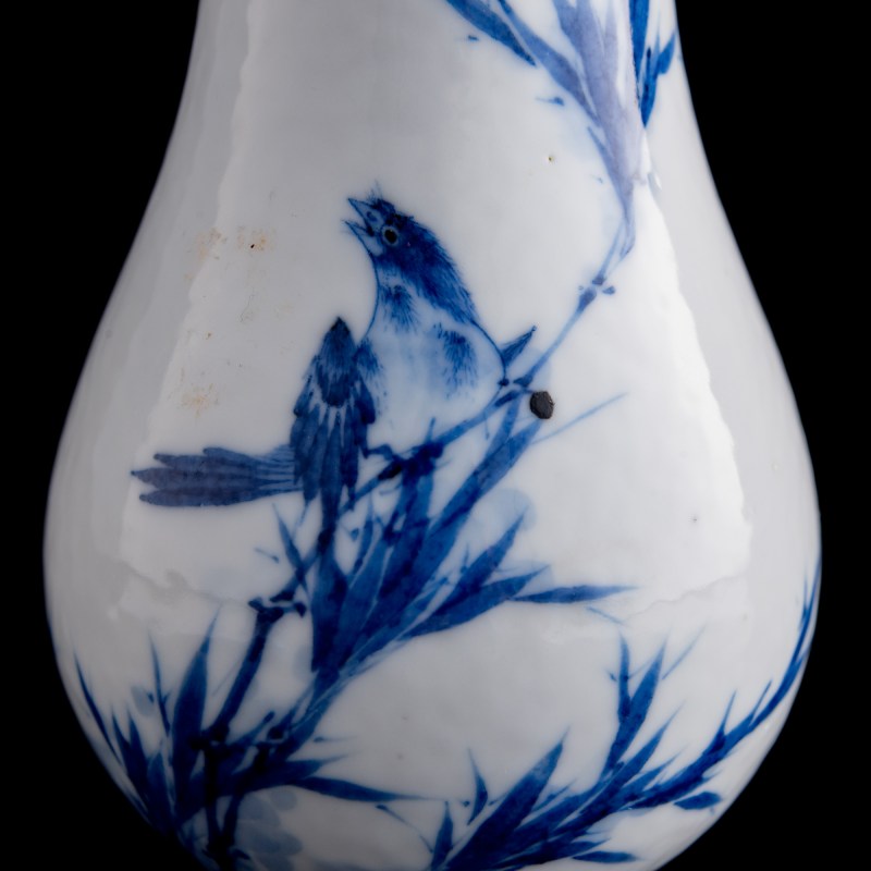民國 王步風格青花花鳥瓶 | A Chinese 'Wang Bu'-style blue and white vase, Republic period - 图8