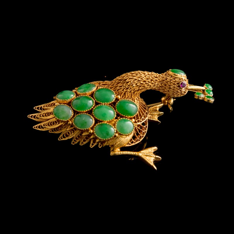 二十世紀早 翡翠胸針及綠松石胸針 | A Chinese jadeite brooch and a turquoise brooch, early 20th century - 图5