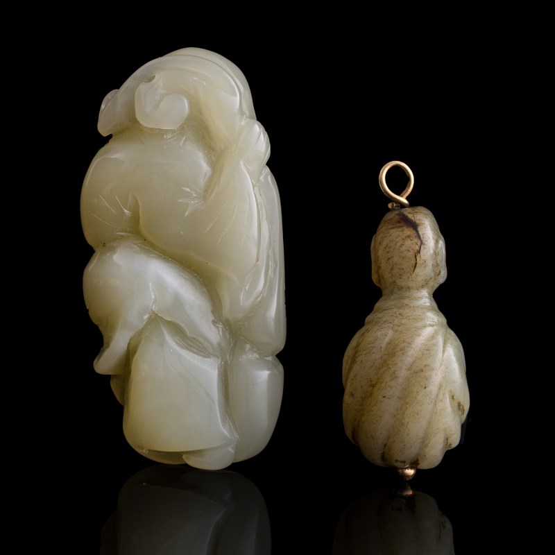 明代/清代 玉雕童子兩個 | Two Chinese carved jade boys, Ming/Qing dynasty - 图2