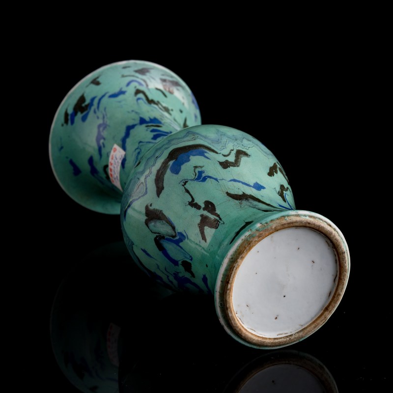 十九世紀早 仿石紋釉鳳尾尊（附發票掃描件） | A Chinese faux-marble-glazed phoenix-tail vase, early 19th century - 图8