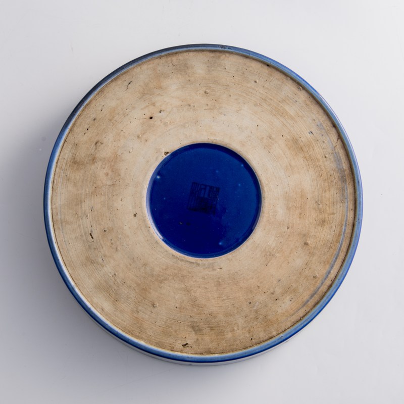 民國 祭藍釉筆洗（附木座） | A Chinese sacrificial-blue-glazed brush washer, Republic period - 图8