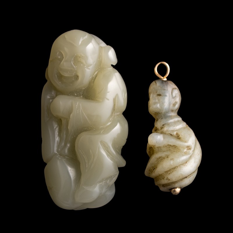 明代/清代 玉雕童子兩個 | Two Chinese carved jade boys, Ming/Qing dynasty - 图3