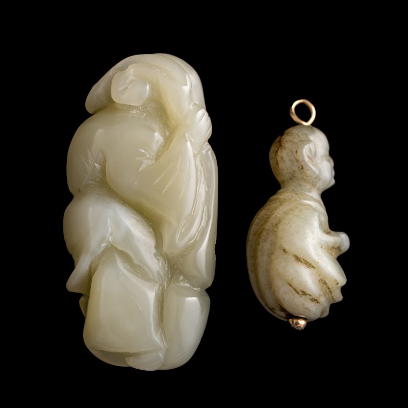 明代/清代 玉雕童子兩個 | Two Chinese carved jade boys, Ming/Qing dynasty - 图4