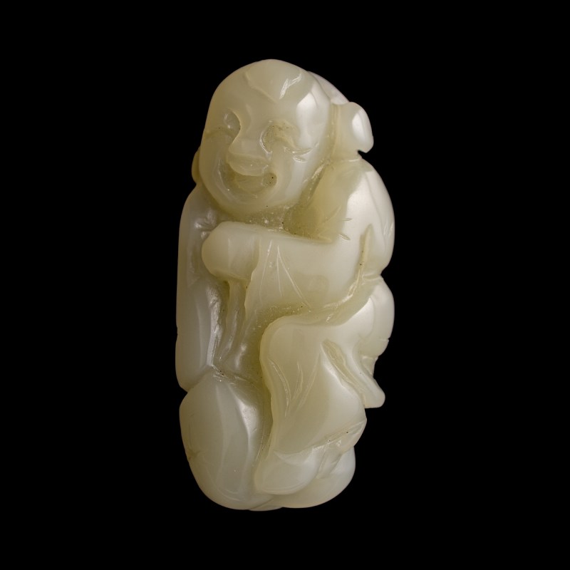 明代/清代 玉雕童子兩個 | Two Chinese carved jade boys, Ming/Qing dynasty - 图5