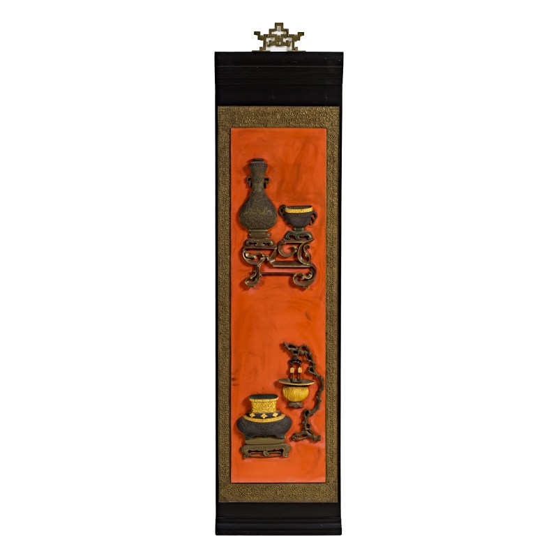 民國 大漆博古圖挂屏四塊一堂 | A set of four Chinese lacquer bogu hanging panels, Republic period - 图5