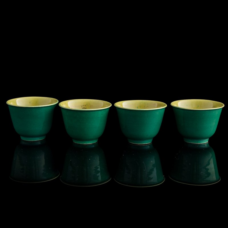 十八/十九世紀 綠釉杯四隻一套 | A set of four Chinese green-glazed cups, 18th/19th century - 图3