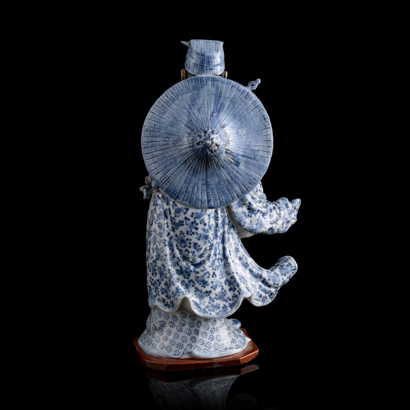 民國 青花瓷塑呂洞賓 | A Chinese blue and white figure of Lü Dongbin, Republic period - 图4
