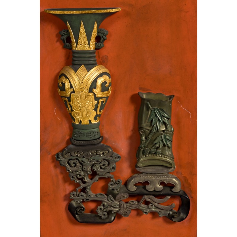 民國 大漆博古圖挂屏四塊一堂 | A set of four Chinese lacquer bogu hanging panels, Republic period - 图6