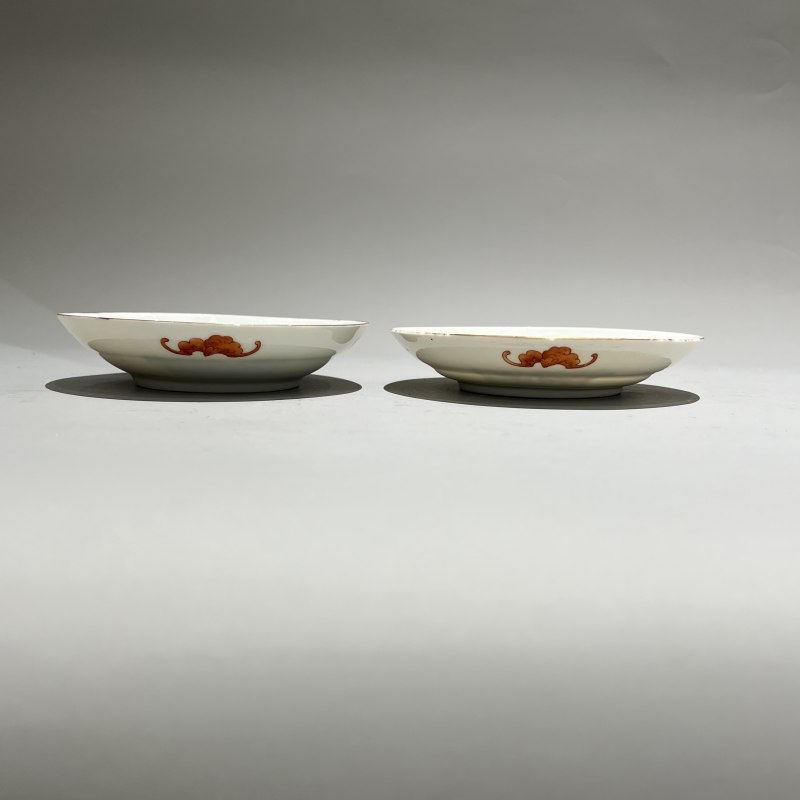 清光绪 清华珍品款松鹤延年纹盘一对 - 图5