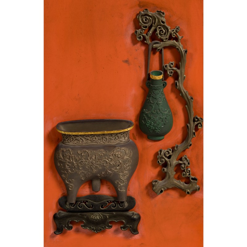 民國 大漆博古圖挂屏四塊一堂 | A set of four Chinese lacquer bogu hanging panels, Republic period - 图7