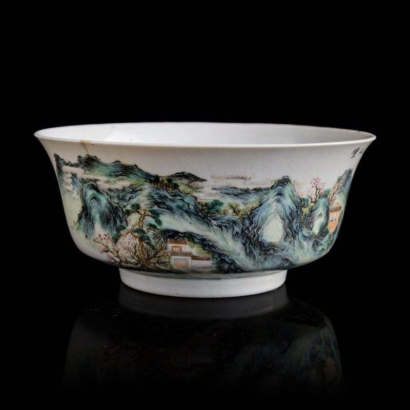 清道光 粉彩麻姑仙壇圖碗 | A Chinese famille rose 'Magu' bowl, Daoguang period, Qing dynasty - 图1