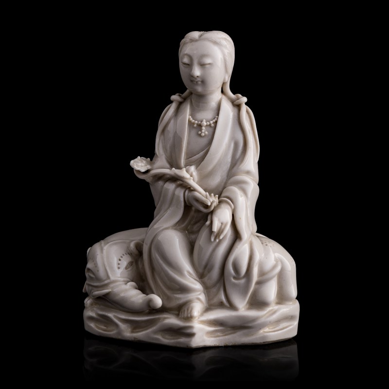 十七世紀 德化普賢菩薩坐像 | A Chinese Dehua seated figure of Samantabhadra, 17th century - 图1