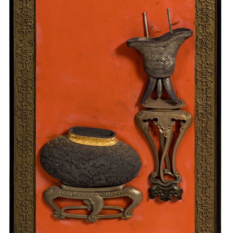 民國 大漆博古圖挂屏四塊一堂 | A set of four Chinese lacquer bogu hanging panels, Republic period - 图9