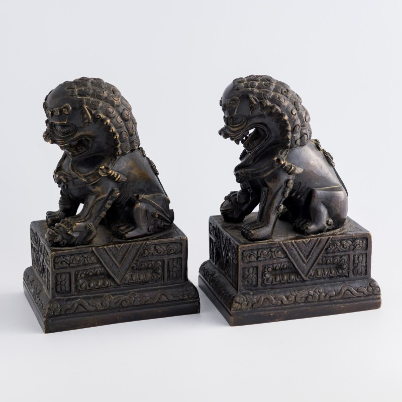 十九世紀早 銅京獅一對 | A pair of Chinese bronze Peking lions, early 19th century - 图3