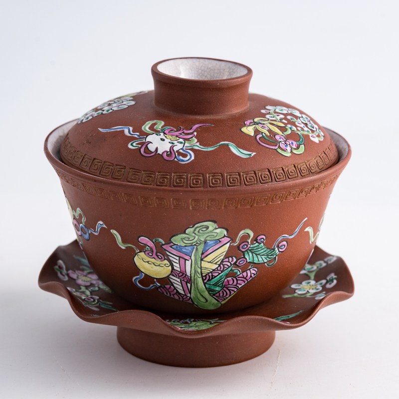 清代/民國 紫砂蓋碗三件 | Three Chinese Yixing zisha covered tea bowls, Qing dynasty/Republic period - 图4