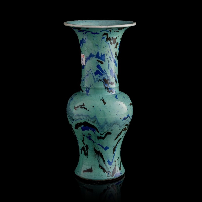 十九世紀早 仿石紋釉鳳尾尊（附發票掃描件） | A Chinese faux-marble-glazed phoenix-tail vase, early 19th century - 图4