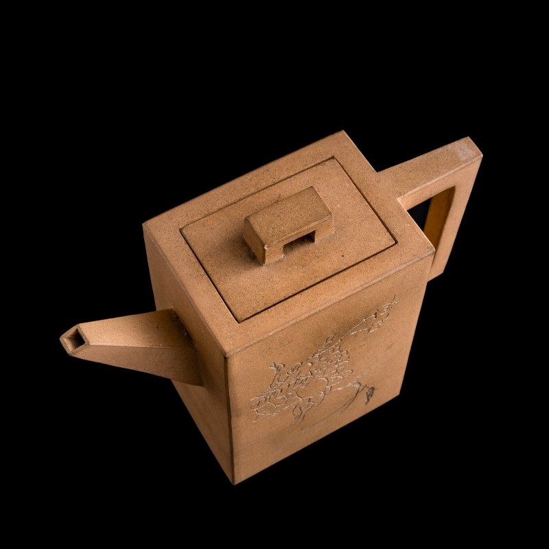民國 段泥花卉詩文四方磚形壺 | A Chinese Duanni 'floral' and 'inscription' teapot, Republic period - 图6
