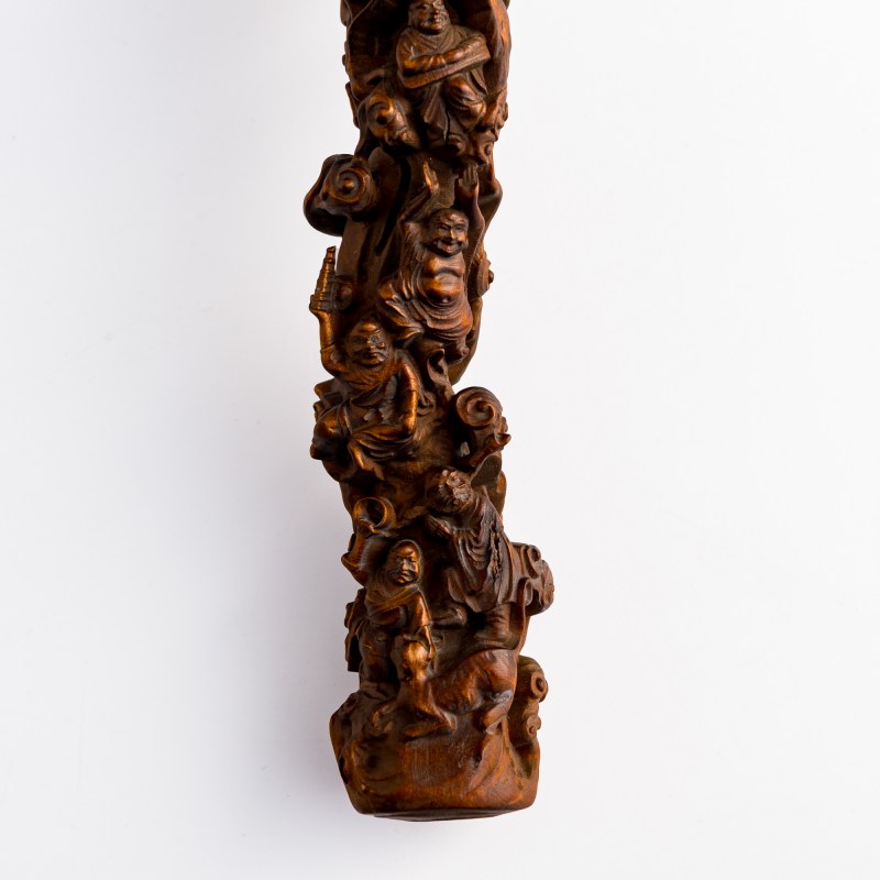 十九世紀 黃楊木雕十八羅漢如意 | A Chinese carved boxwood 'Eighteen Luohans' ruyi scepter, 19th century - 图7