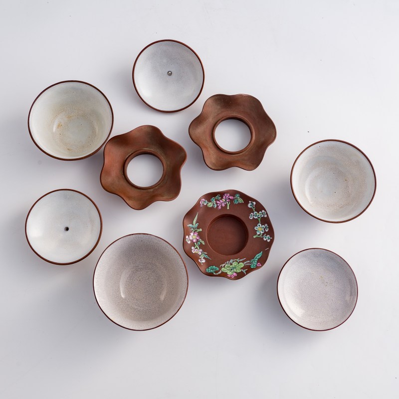 清代/民國 紫砂蓋碗三件 | Three Chinese Yixing zisha covered tea bowls, Qing dynasty/Republic period - 图7
