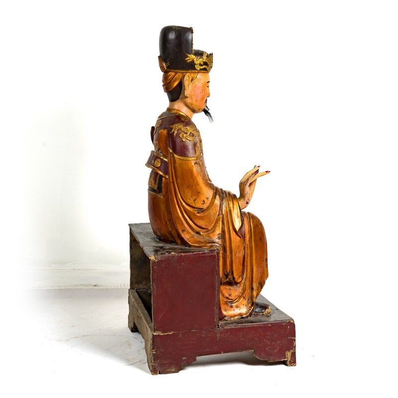 十八世紀 木雕漆金文昌坐像 | A Chinese gilt-lacquered wood seated figure of Wenchang, 18th century - 图8