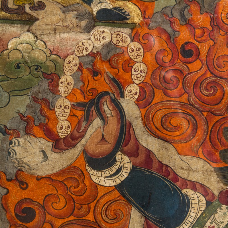 清代 六臂大黑天唐卡鏡框 | A Tibetan framed six-armed Mahakala thangka, Qing dynasty - 图5