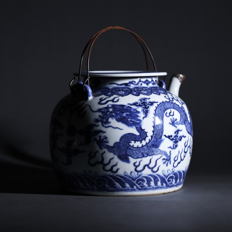 清光绪 青花云龙纹提梁壶 - 图7