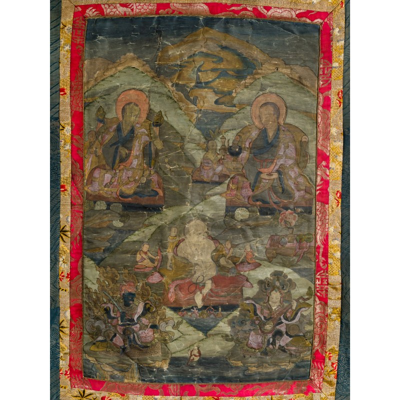 清代 毗瓦巴大成就者唐卡 | A Tibetan thangka of the mahasiddha Virupa, Qing dynasty - 图2
