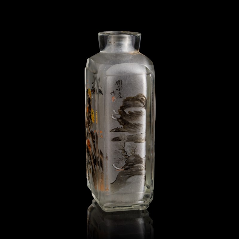 周樂元 內畫山水人物鼻烟壺 | A Chinese inside-painted 'landscape' and 'figural' snuff bottle, signed Zhou Leyuan - 图4