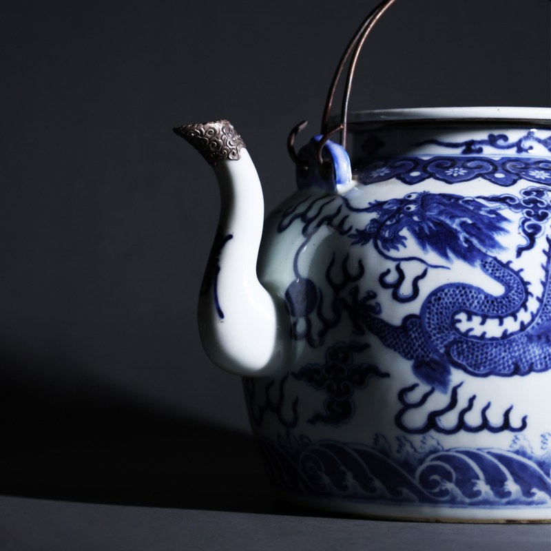清光绪 青花云龙纹提梁壶 - 图8