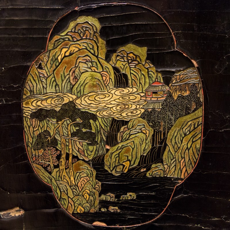 清康熙 黑漆地彩繪人物故事屏風六扇一套 | A Chinese six-panel painted black lacquer folding screen, Kangxi period, Qing dynasty - 图12
