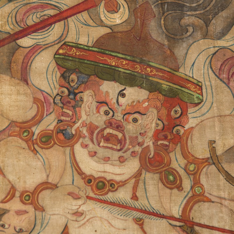 明代 白哈爾護法王唐卡 | A Tibetan Thangka, Ming dynasty - 图3