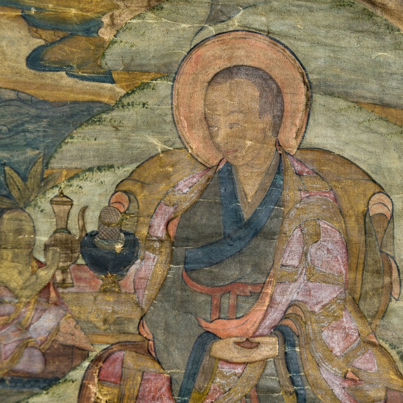 清代 毗瓦巴大成就者唐卡 | A Tibetan thangka of the mahasiddha Virupa, Qing dynasty - 图3