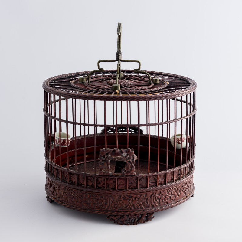 民國 竹雕圓形鳥籠 | A Chinese bamboo birdcage, Republic period - 图2