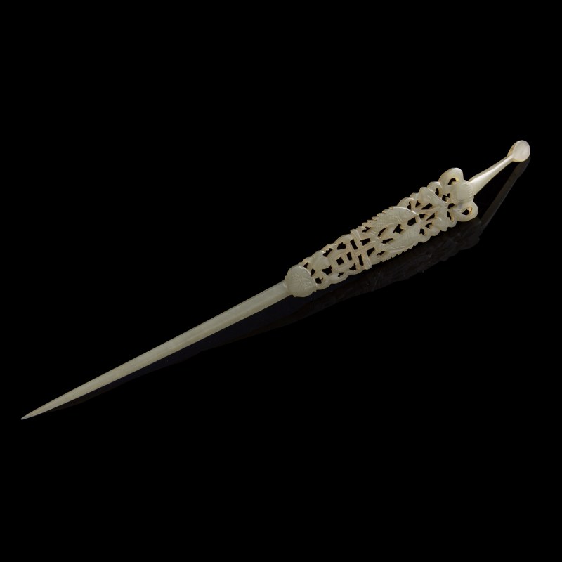 十九世紀 玉發簪 | A Chinese jade hairpin, 19th century - 图1