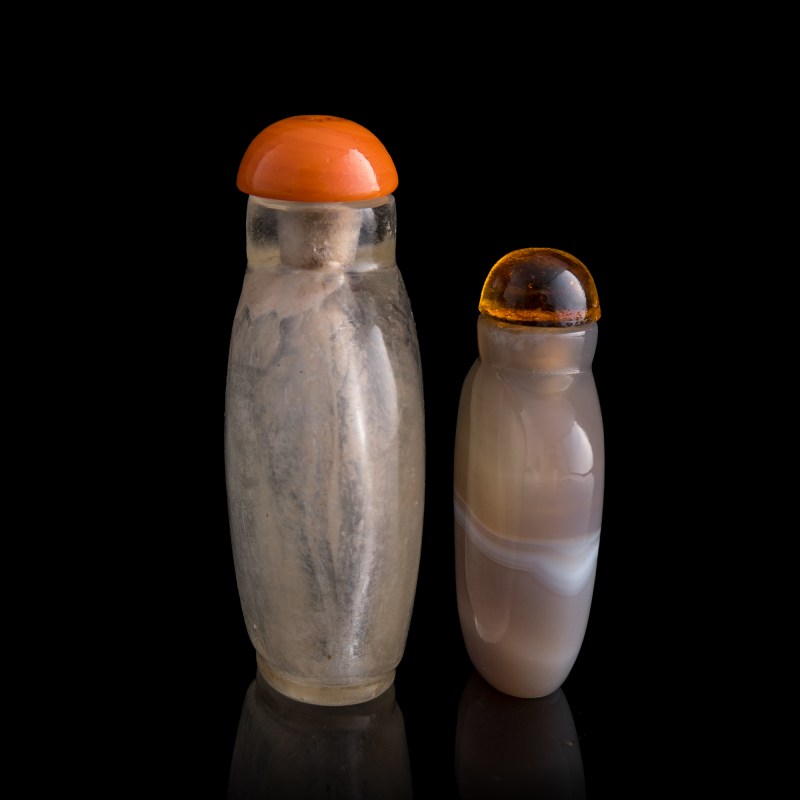 十八/十九世紀 瑪瑙及水晶鼻烟壺 | A Chinese agate and a crystal snuff bottle, 18th/19th century - 图2