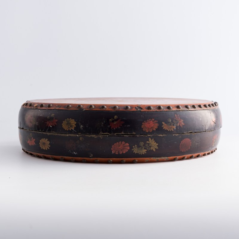 清乾隆 木胎彩繪鼓形捧盒 | A Chinese painted wood drum-form lidded box, Qianlong period, Qing dynasty - 图9