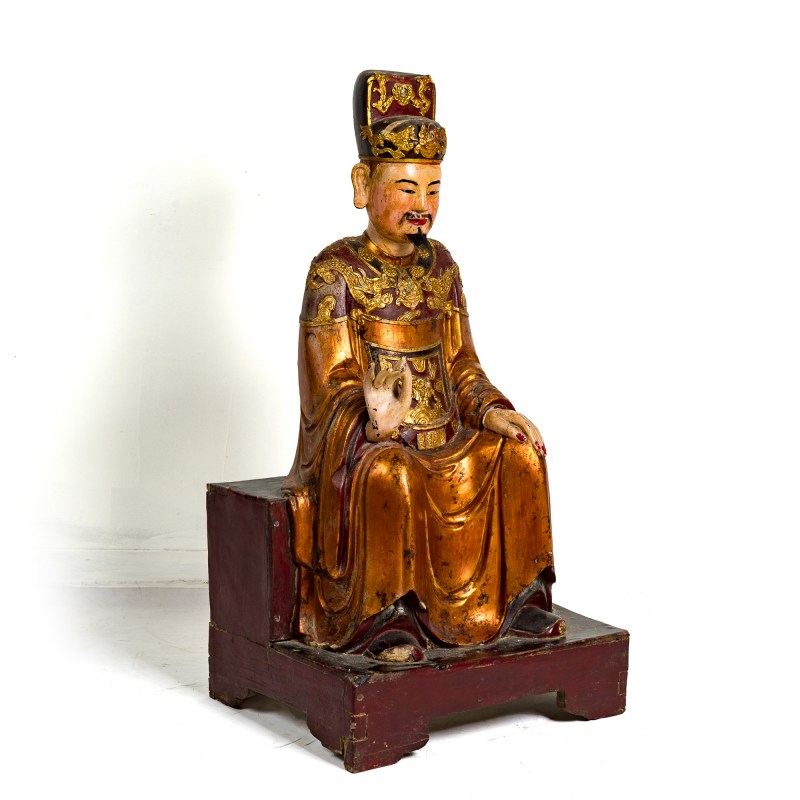十八世紀 木雕漆金文昌坐像 | A Chinese gilt-lacquered wood seated figure of Wenchang, 18th century - 图9