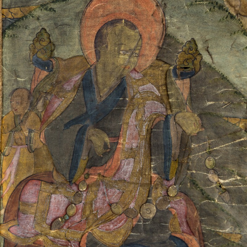 清代 毗瓦巴大成就者唐卡 | A Tibetan thangka of the mahasiddha Virupa, Qing dynasty - 图4
