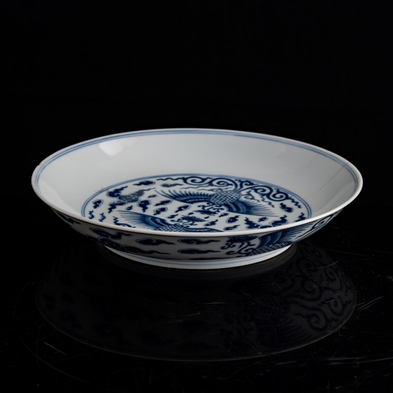 清道光 青花雙鳳紋盤 | A Chinese blue and white 'double phoenix' dish, Daoguang period, Qing dynasty - 图4