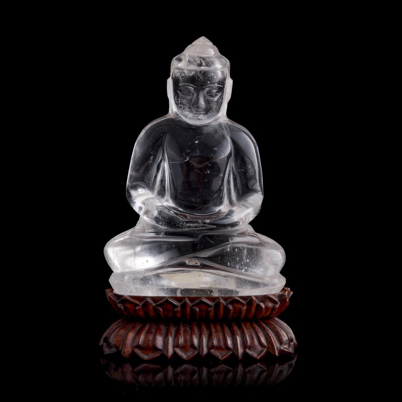 十八世紀 水晶佛像（附硬木座） | A Chinese crystal Buddha, 18th century - 图2